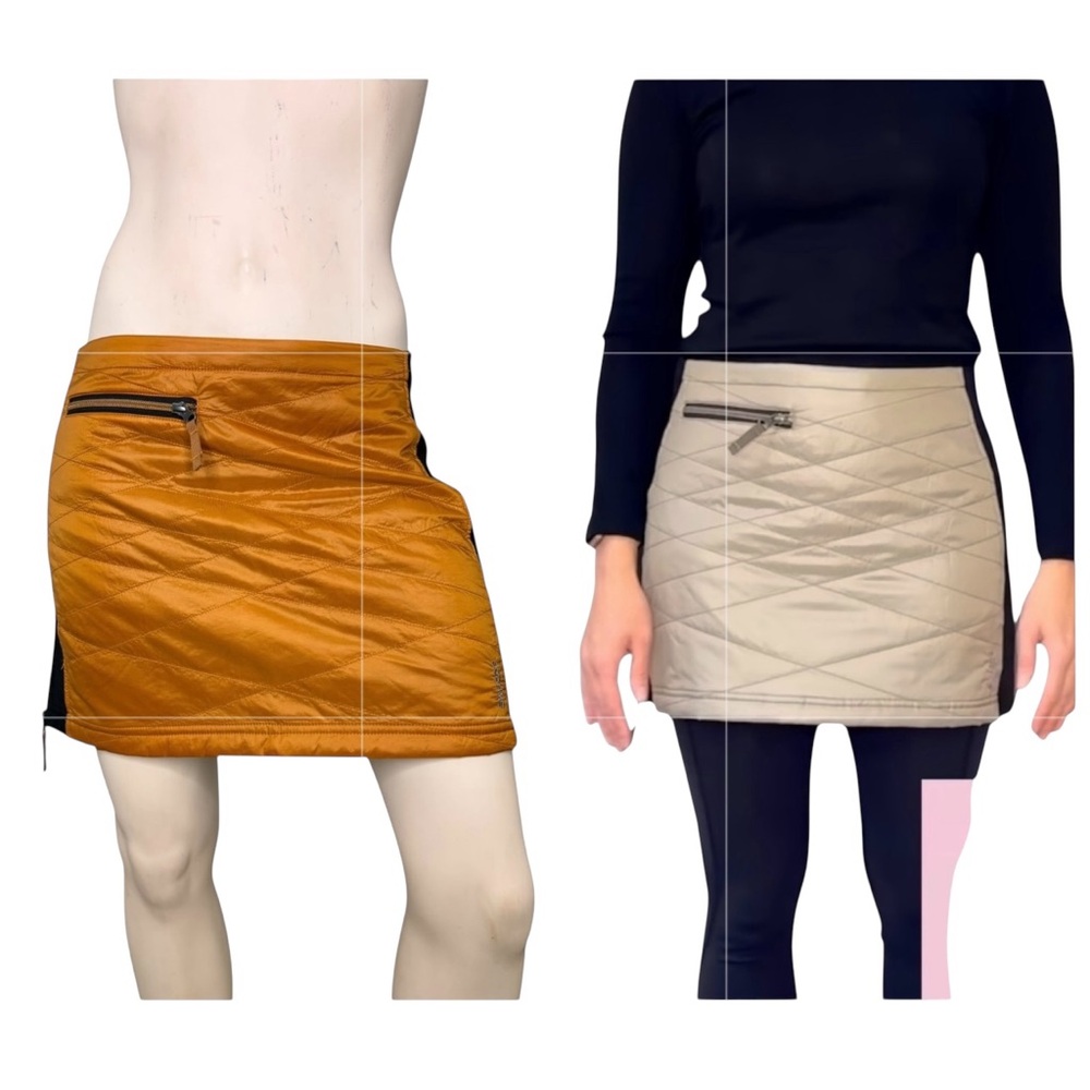 SKHOOP “Kari” Inca Gold & Black Quilted Cold Weather Mini Skirt, M